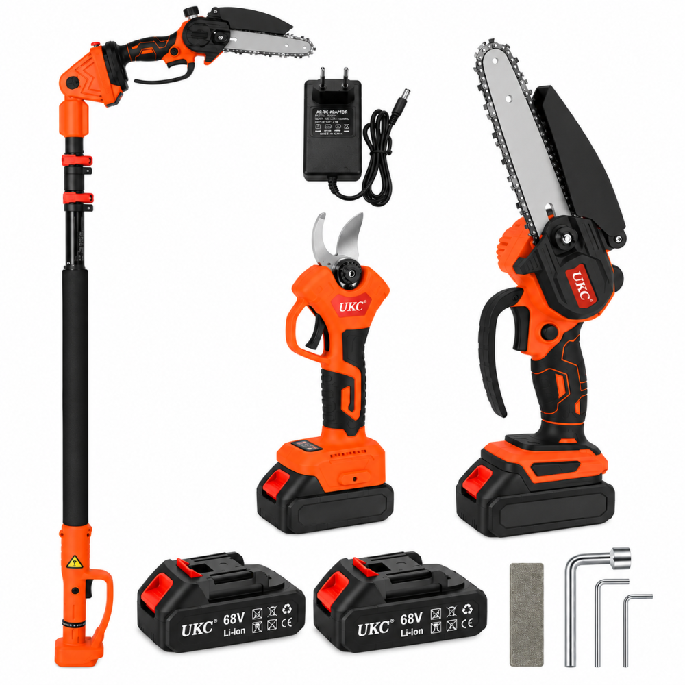 Акумулаторна телескопична ножица и мини резачка UKC - 6", 68V, 2 батерии