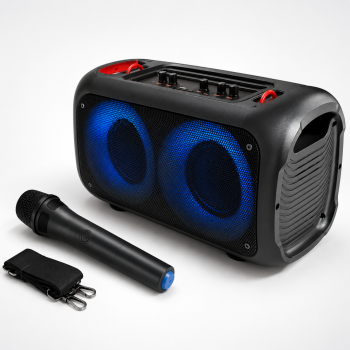 Преносима караоке тонколона Brodu BTS-1709 - Bluetooth, LED, безжичен микрофон