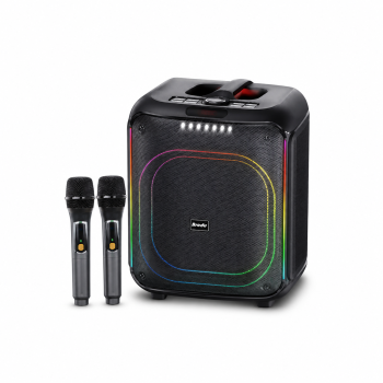 Караоке Bluetooth тонколона Brodu BTS-2187 - 12", 2 безжични микрофона, TWS