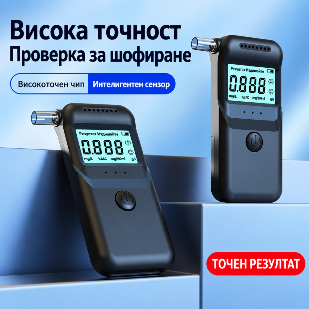 Алкохолен дрегер с гласово известяване и цветна индикация