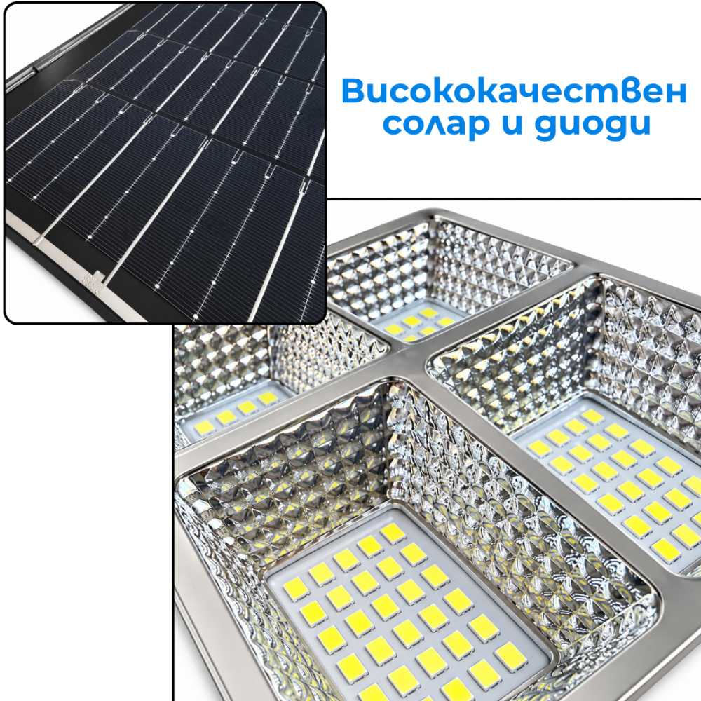 Соларна LED лампа Cobra Max 1800W със сензор и стойка