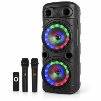Караоке тонколона EU-COBRA ZQS-8210S, 2х8 инчови говорители, 2 микрофона