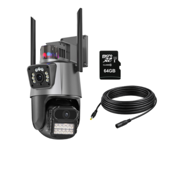 Двойна WiFi камера 8MP, 6x Zoom - 64GB карта и 5м кабел